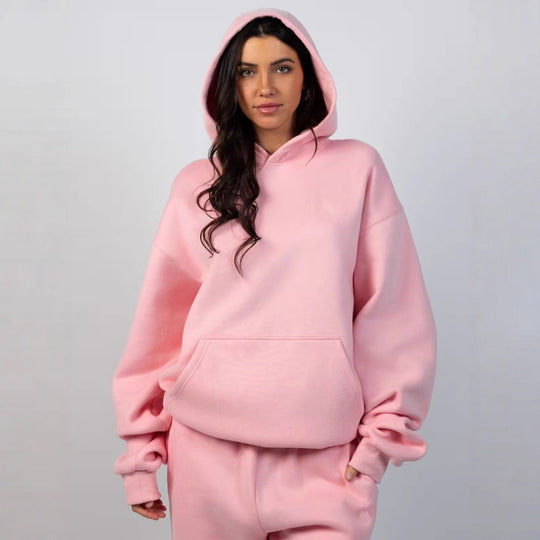 Damen lässiger Kapuzenpullover mit weitem Schnitt und Kängurutasche EB