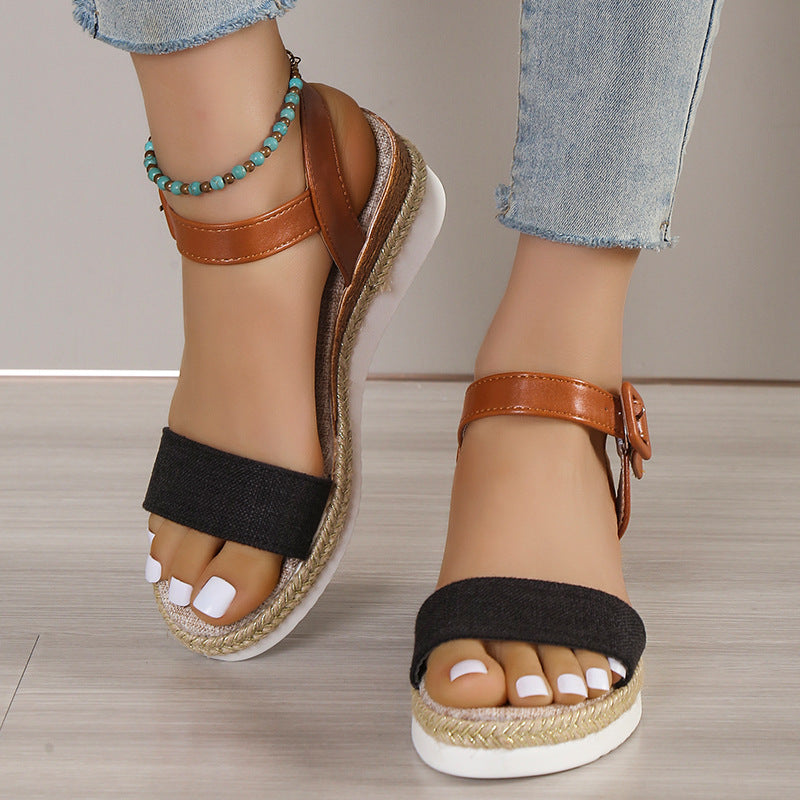 Damen Wedge-Sandalen mit verstellbarem Riemen und rutschfester Sohle EB