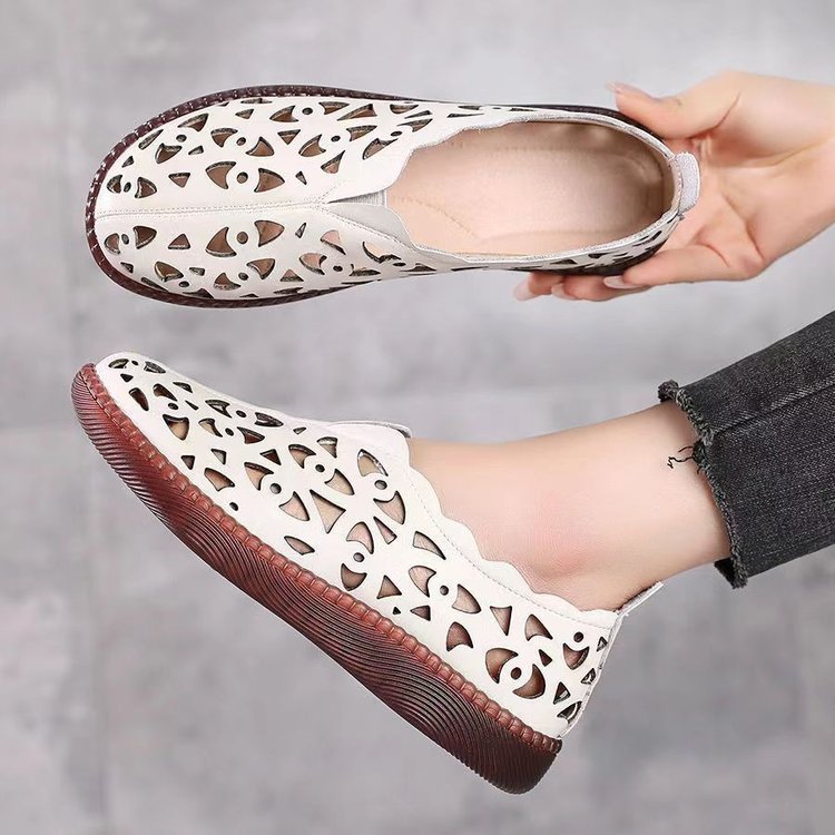 Damen luftige Mokassins mit elegantem Cut-Out-Design und rutschfester Sohle EB