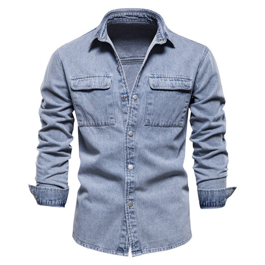 Herren Denim Hemd mit doppelten Brusttaschen und lässigem Schnitt EB