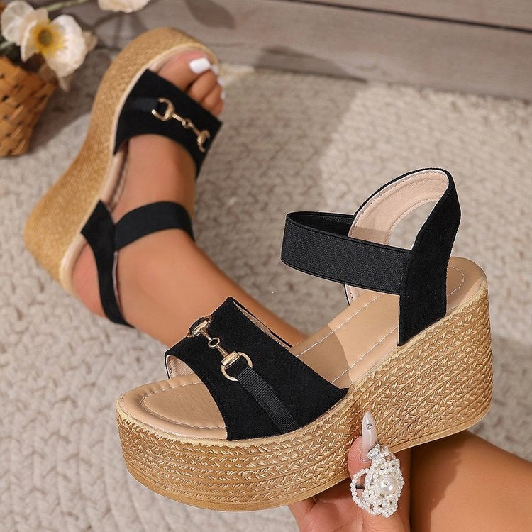 Damen Wedge-Sandalen mit luxuriösen Riemen und rutschfester Sohle EB