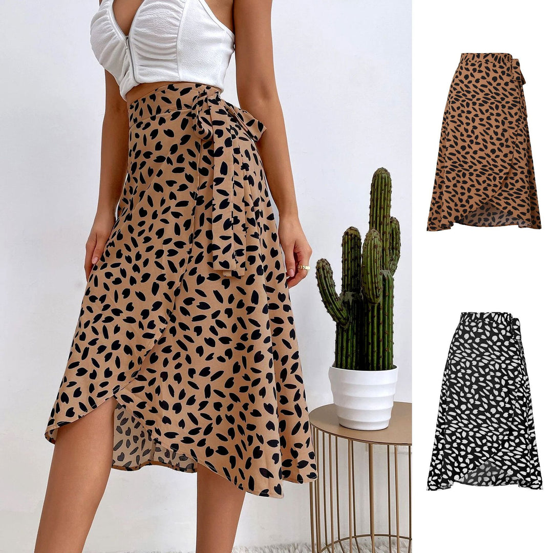 Damen Wickelrock mit animalischem Muster und eleganter Taillierung EB