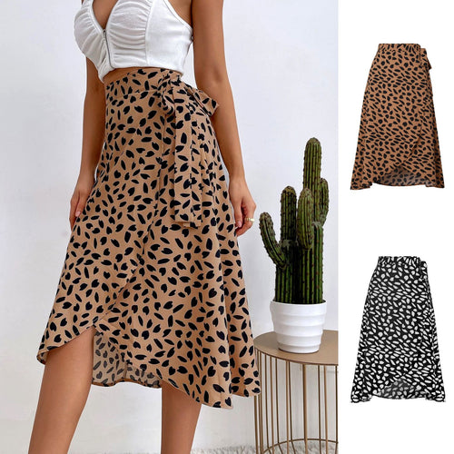Damen Wickelrock mit animalischem Muster und eleganter Taillierung EB