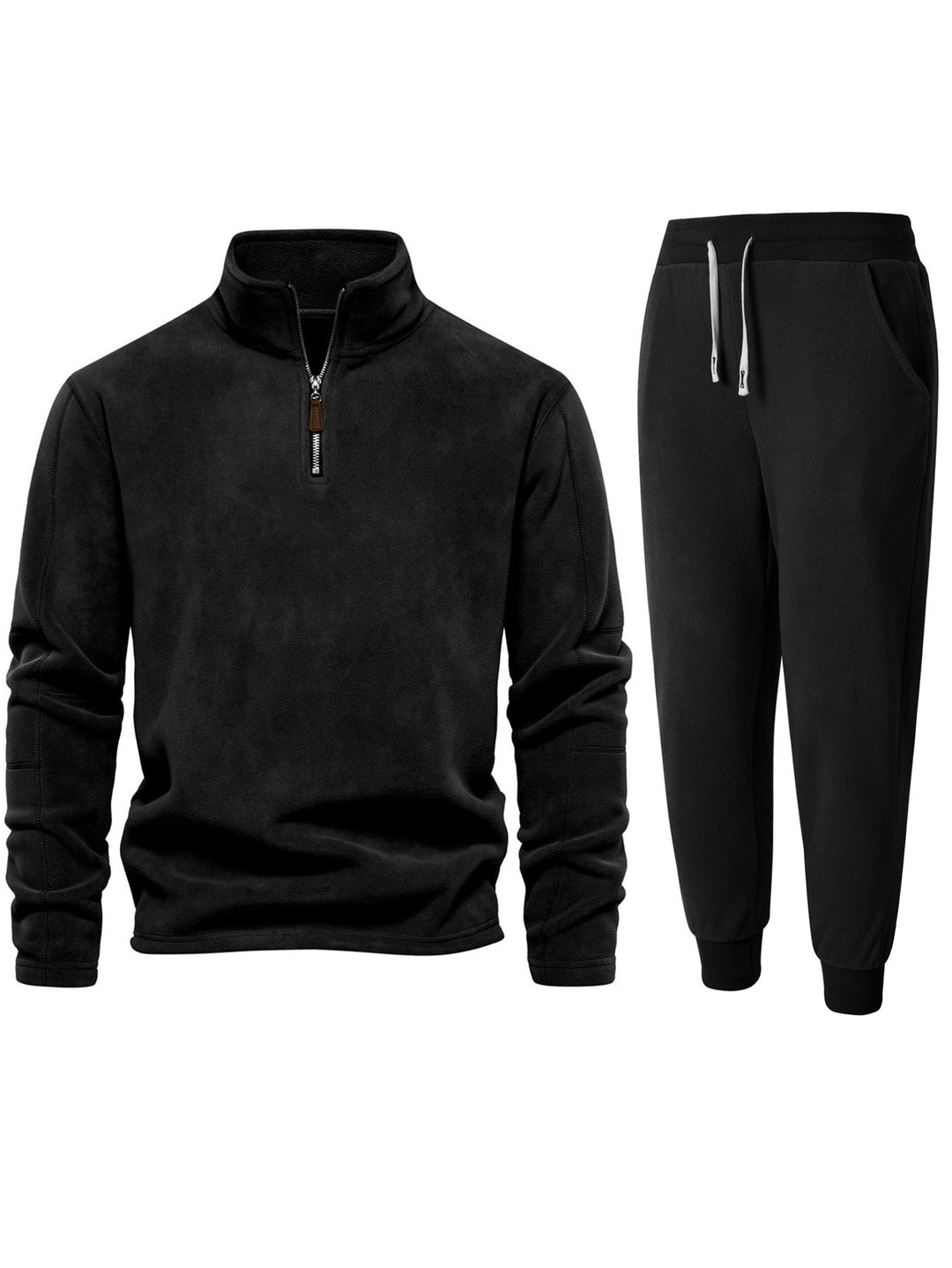 Herren Fleece-Oberteil mit kurzer Reißverschluss und bequemen Jogginghosen EB