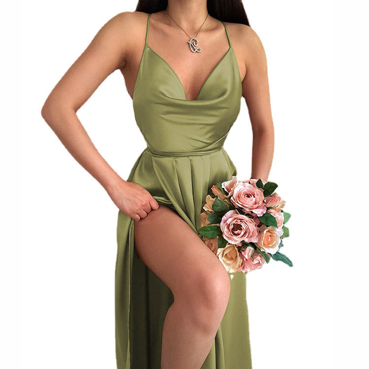 Damen Hochzeitskleid mit elegantem V-Ausschnitt und fließendem Rock EB