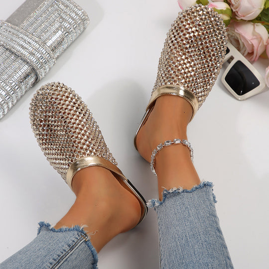 Damen glamouröse Clogs mit funkelnden Kristallverzierungen EB