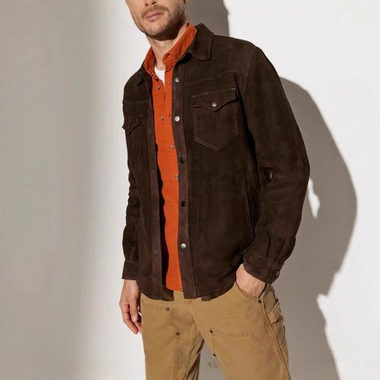 Herren Vegan lederjacke mit modernem Schnitt und praktischen Taschen EB