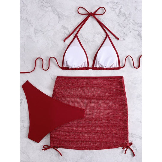 Damen Bikini-Set mit durchscheinendem Rock EB