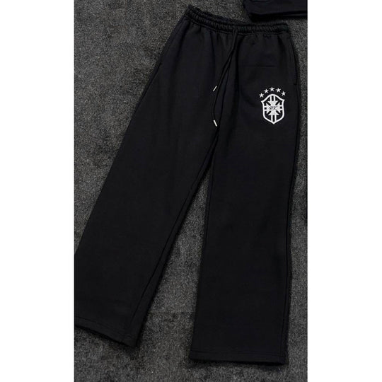 Damen nan weite Jogginghose mit elastischem Bund, Tunnelzug und gesticktem Emblem EB