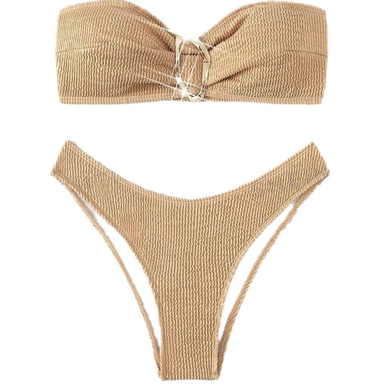 Damen Bandeau-Bikini mit modischem Knotendesign und elegantem Ringdetail EB