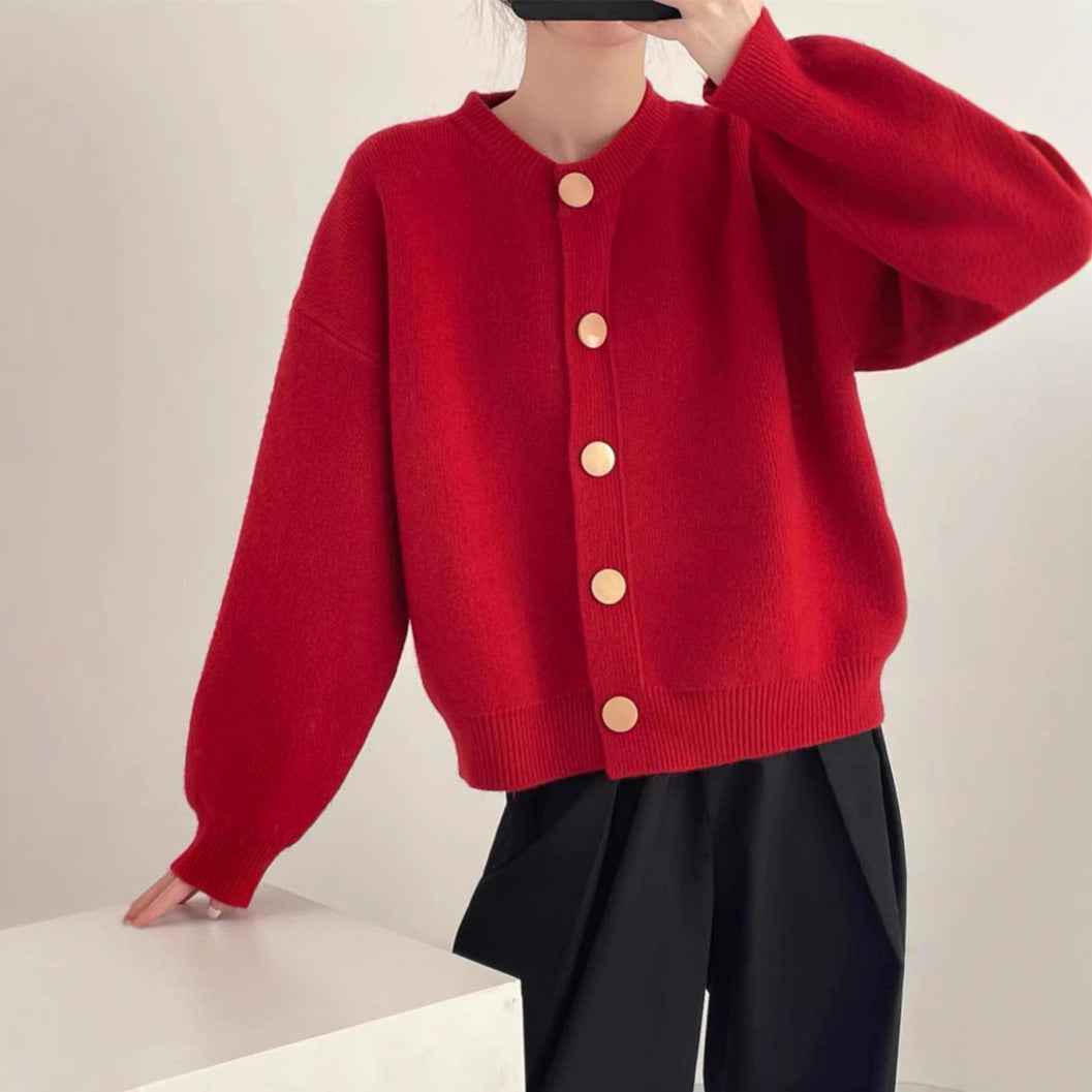 Damen Strickjacke mit komfortablem Schnitt und eleganten Knopfdetails EB