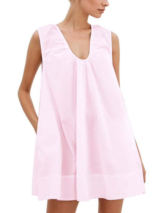 Damen Lässiges Sommerkleid mit Rüschen-Ausschnitt EB