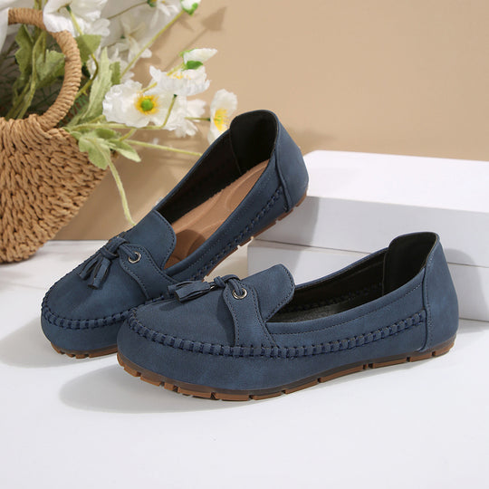 Damen bequeme Mokassins mit flexibler Sohle und eleganter Knoten-Applikation EB
