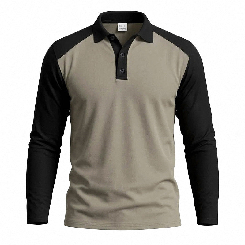 Herren nan langärmeliges Raglan-Polo aus Baumwollmix mit Knopfleiste und ergonomischem Schnitt EB