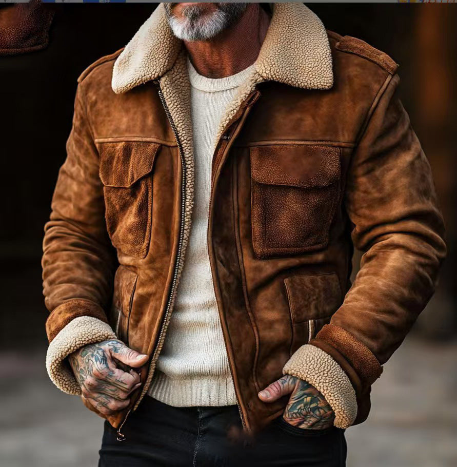 Herren jacke mit warmem Sherpa-Futter und praktischen Taschen EB