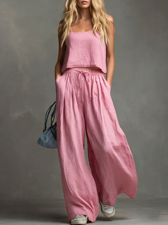 Damen Sommerliches Freizeit-Set mit weitem Oberteil und lässiger Hose EB