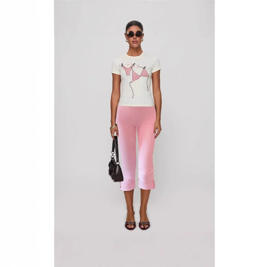 Damen T-Shirt mit kreativem Druck und figurbetontem Schnitt EB