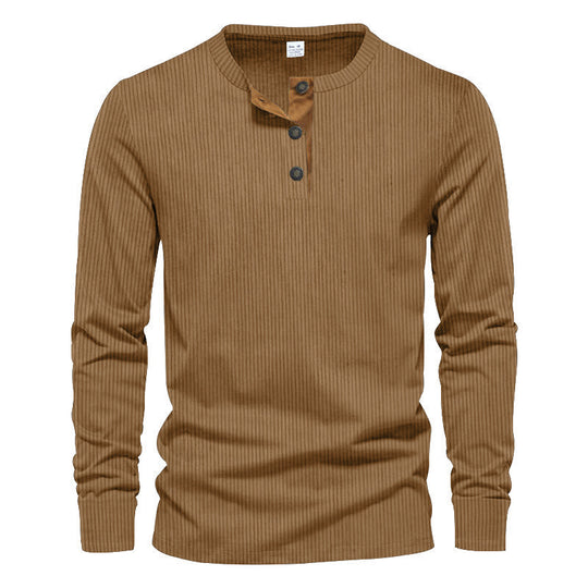 Herren Langarmshirt mit strukturierter Rippenoptik und modischem Knopfleisten-Detail EB