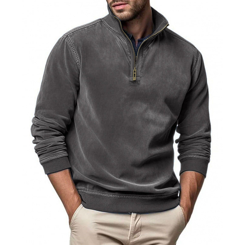 Herren Halbzip Sweatshirt mit Stehkragen und Rippbündchen EB