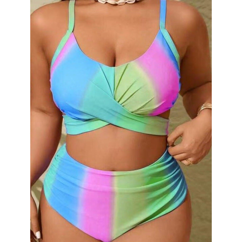Damen Bikini-Set mit modischer Wickeloptik und hohem Bund EB