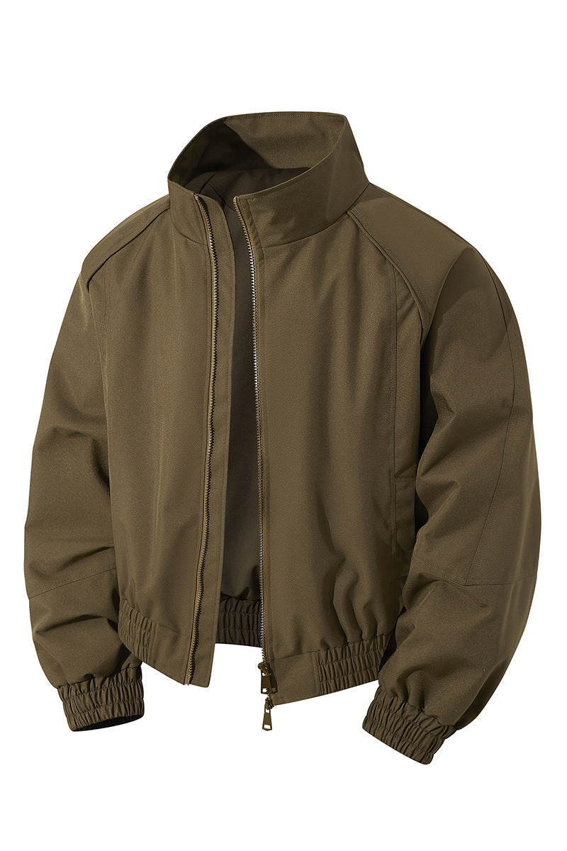 Herren leichter Windblouson mit hochgeschlossenem Kragen, zweiwege-reißverschluss und elastischem Kordelbund EB