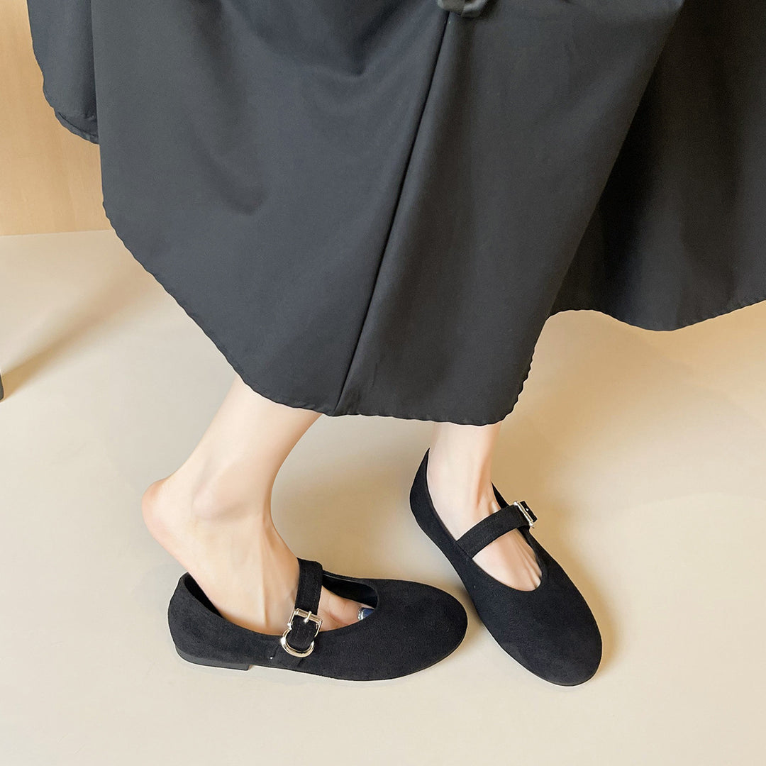 Damen Ballerinas mit elegantem Riemchen und modischer Schnallenapplikation EB