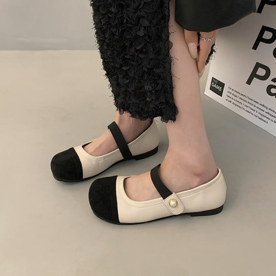 Damen Ballerinas mit elegantem Riemchen und modischer Perlenverzierung EB
