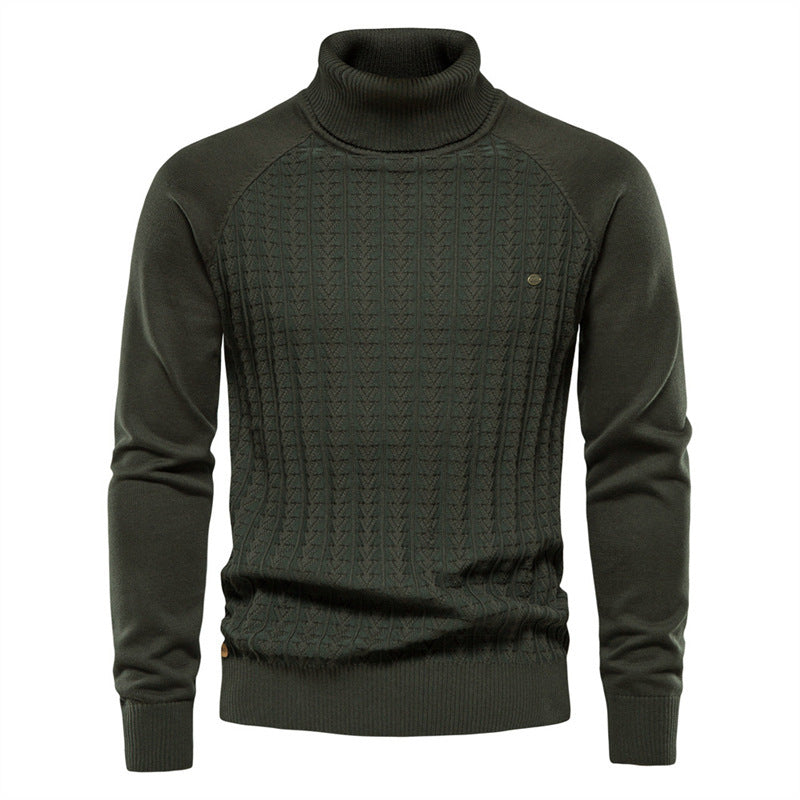 Herren Strickpullover mit modischem Stehkragen und strukturiertem Design EB