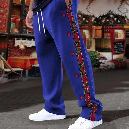 Herren Sportliche Freizeit-Jogginghose mit verstellbarem Kordelzug und dekorativen Knöpfen EB