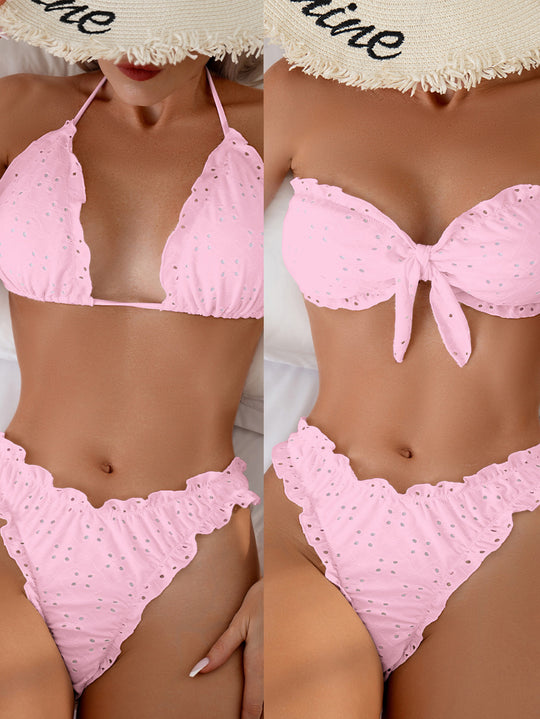 Damen Bandeau-Bikini mit verspieltem Rüschendesign EB