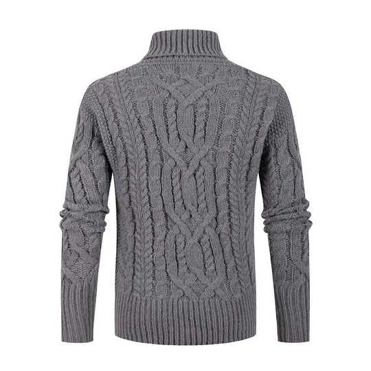 Herren Grobstrickpullover mit Schalkragen und raffinierten Zopfmuster EB