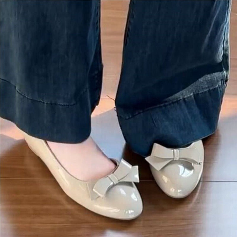 Damen elegante Ballerinas mit dekorativer Schleifenapplikation EB