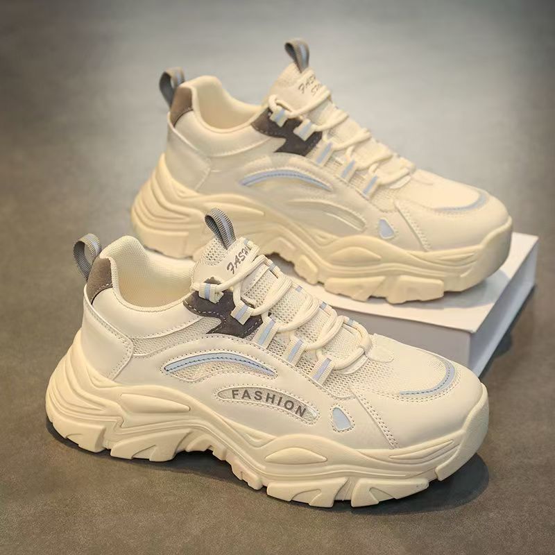 Damen modische chunky Sneakers mit atmungsaktiver Obermaterialstruktur und rutschfester Sohle EB
