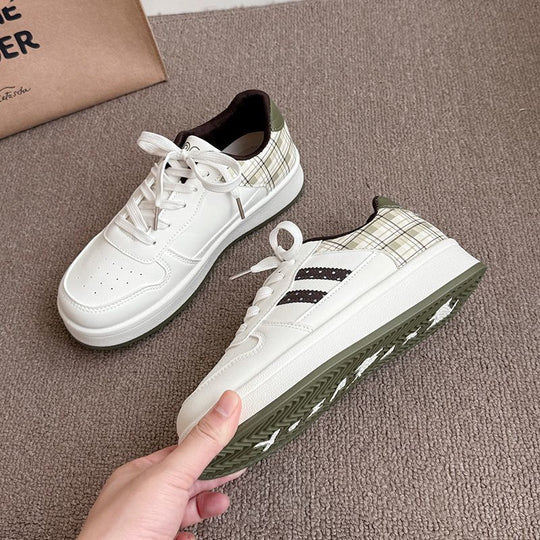Damen modische Sneakers mit kariertem Einsätzen und gepolsterter Sohle EB