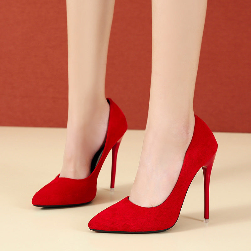 Damen nan spitze Stiletto-Pumps mit Samtoptik und gepolstertem Komfortfußbett EB