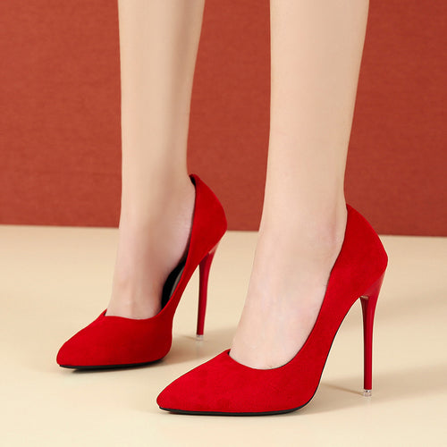Damen nan spitze Stiletto-Pumps mit Samtoptik und gepolstertem Komfortfußbett EB