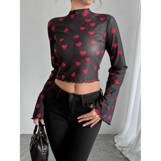 Damen modisches Langarm-Top mit weit geschnittenen Ärmeln und edlem Paisley-Muster EB