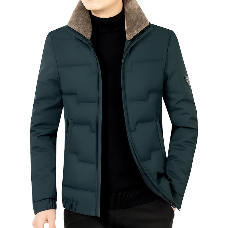 Herren Slim-Fit Wattierte Übergangsjacke mit weichgefüttertem Stehkragen und verdecktem Reißverschluss EB