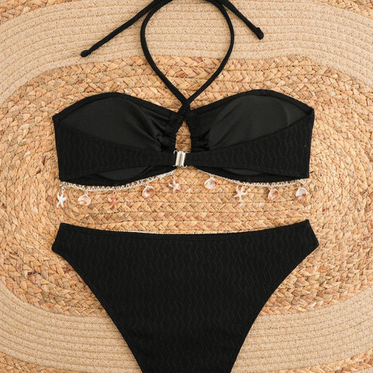 Damen Bikini-Set mit elegantem Bund und detailreichen Muscheldekoren EB