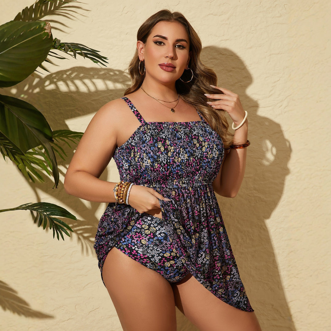 Damen luftiges Strandkleid mit elastischem Oberteil EB