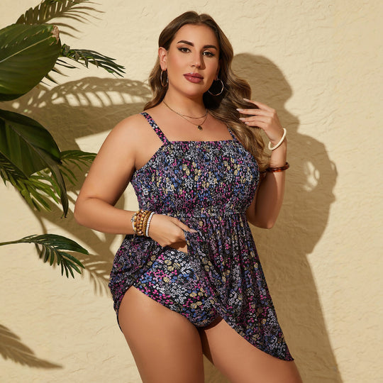 Damen luftiges Strandkleid mit elastischem Oberteil EB