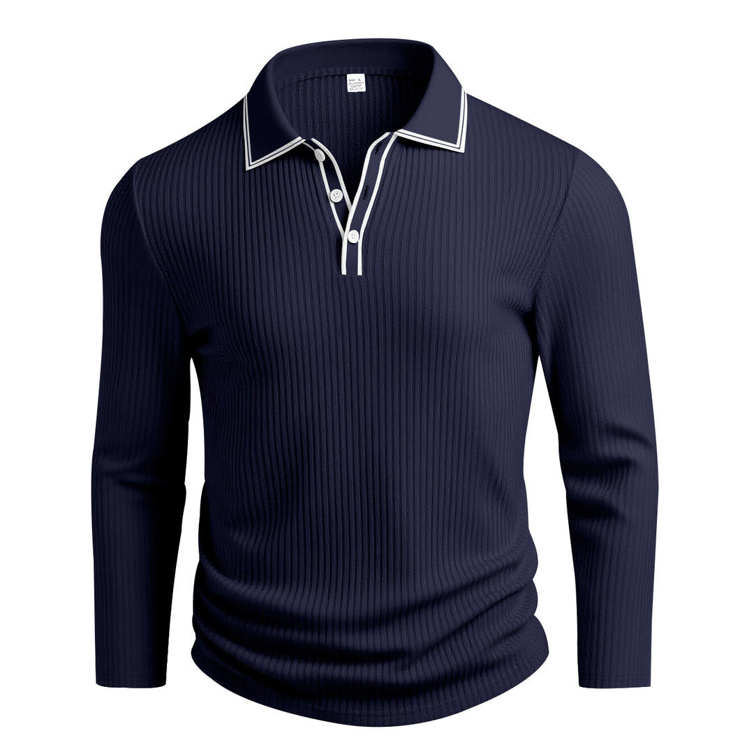 Herren Langarm-Polohemd mit strukturiertem Design EB
