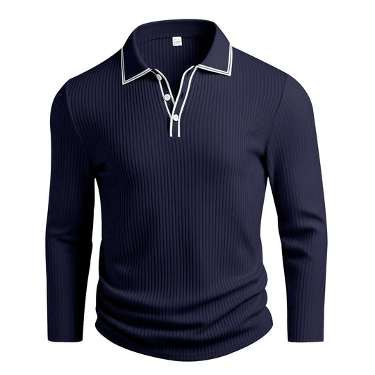 Herren Langarm-Polohemd mit strukturiertem Design EB