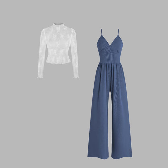 Damen elegantes und figurbetontes Jumpsuit-Set EB