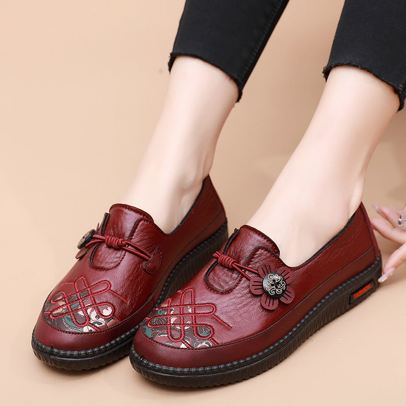 Damen bequeme Mokassins mit floralem Design EB