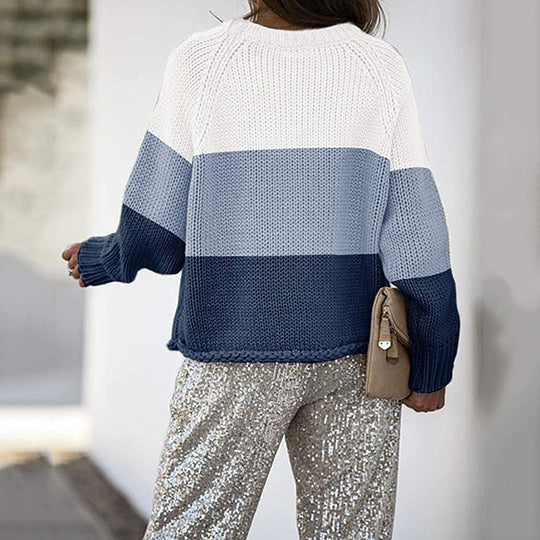 EB | Zweifarbiger Strickpullover mit Blockmuster Acryl Lässig und Komfortabel