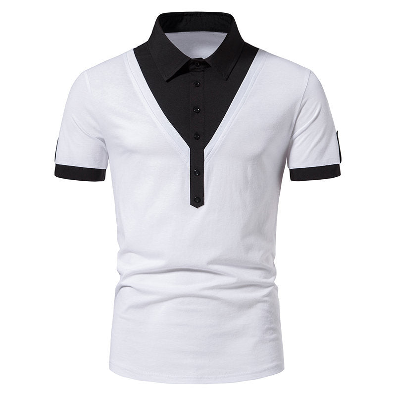 Herren Poloshirt mit modernem V-Ausschnitt und kontrastierenden Akzenten EB