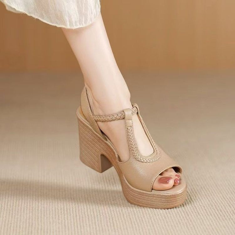 Damen Plateau-Sandalen mit modischem Riemchen-Design EB