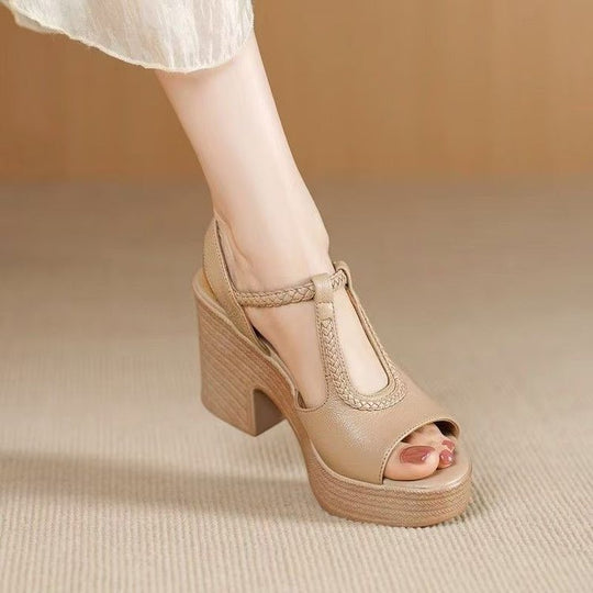 Damen Plateau-Sandalen mit modischem Riemchen-Design EB