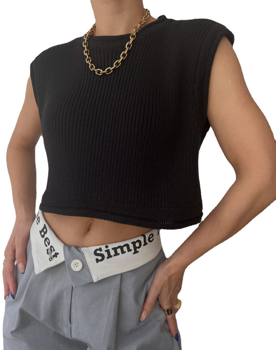 Damen cropped Rippenoberteil mit lässigem Look EB